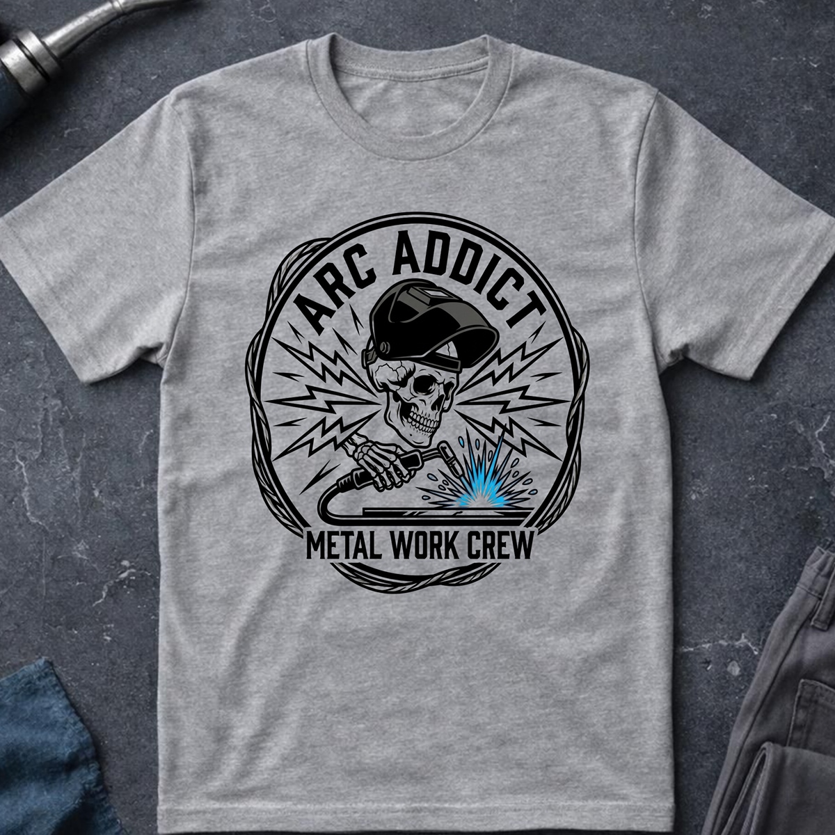 The Dark-Skull Collection: Arc Addict Metal Work Crew T-Shirt