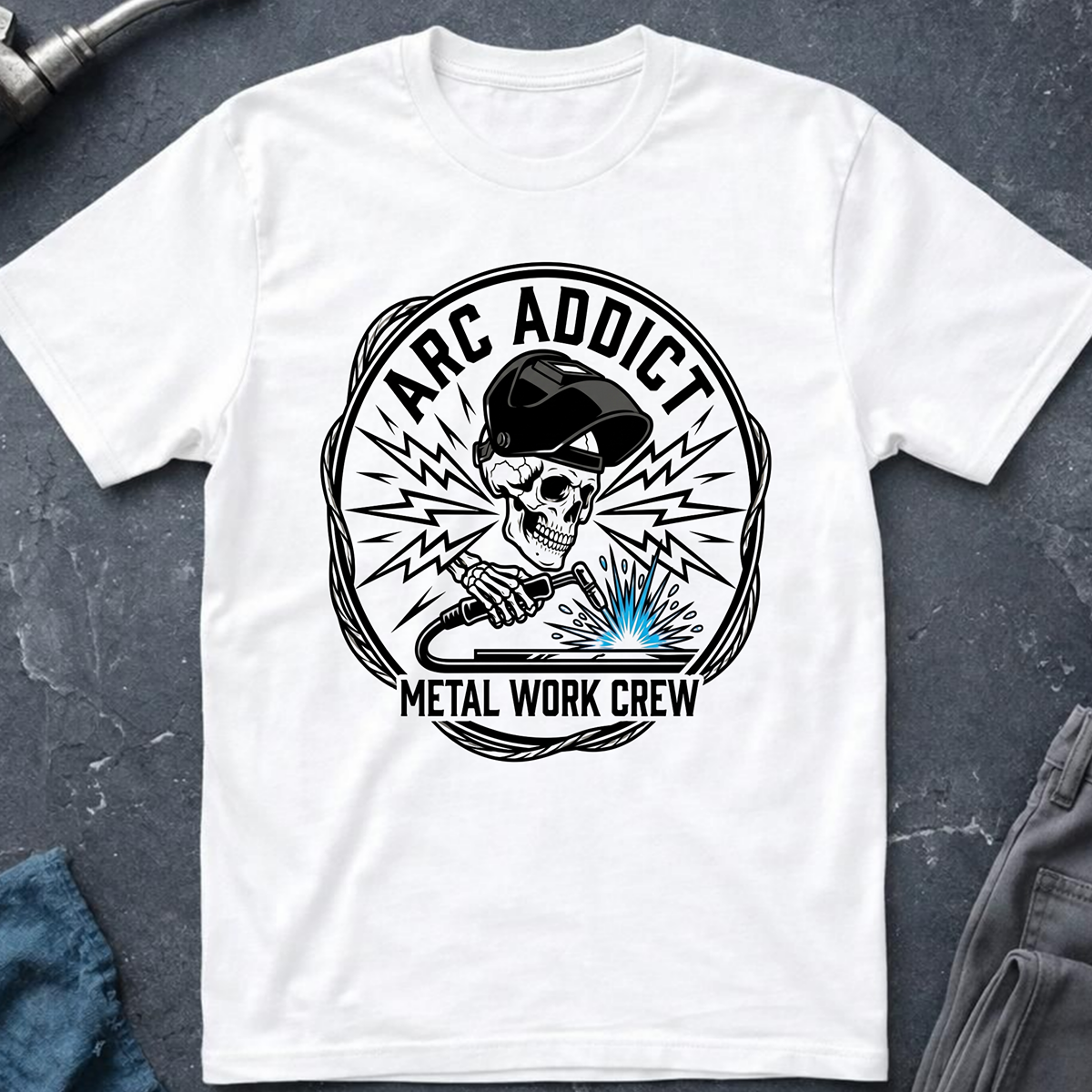 The Dark-Skull Collection: Arc Addict Metal Work Crew T-Shirt