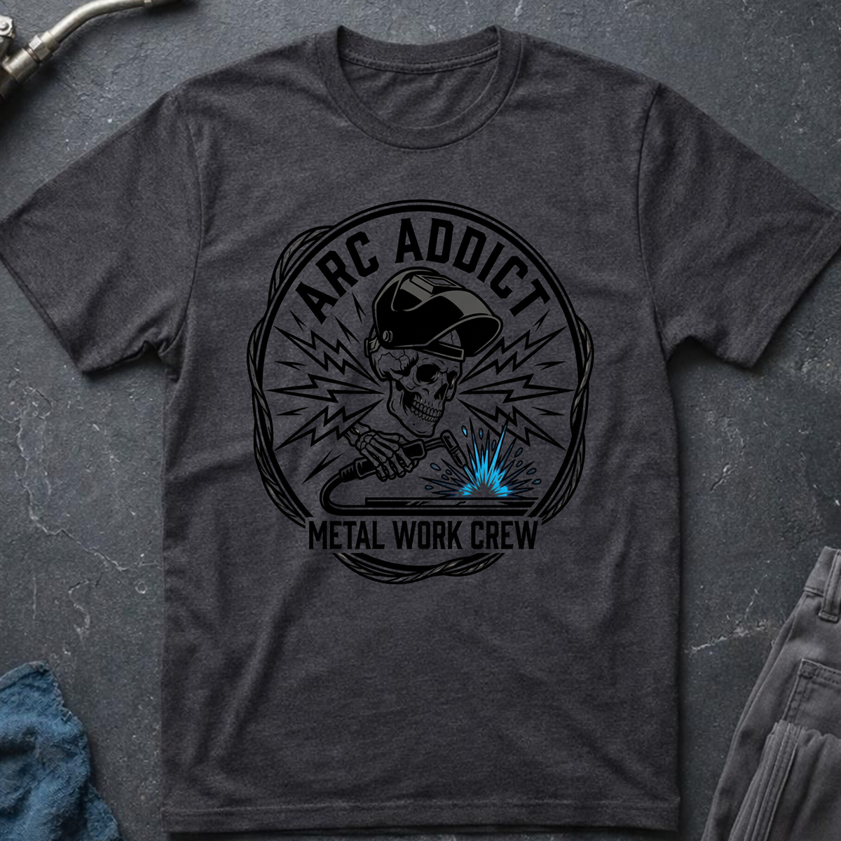 The Dark-Skull Collection: Arc Addict Metal Work Crew T-Shirt
