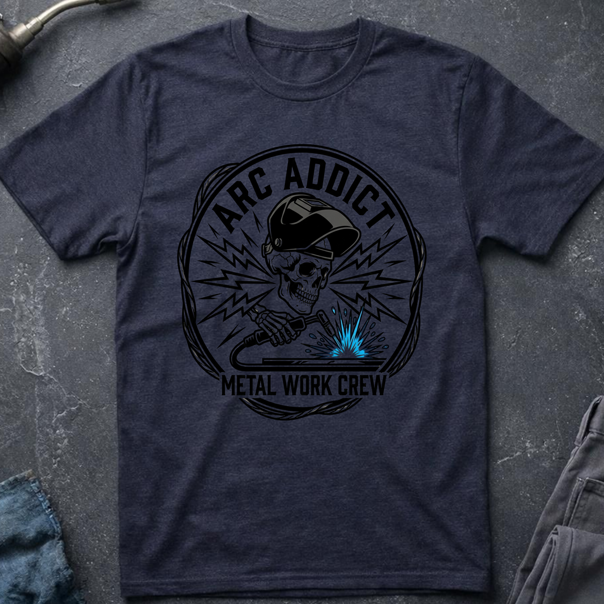 The Dark-Skull Collection: Arc Addict Metal Work Crew T-Shirt