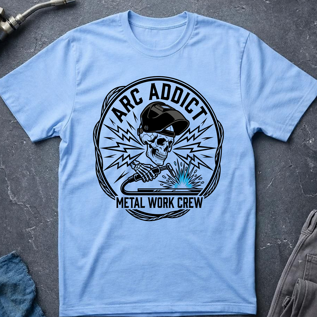 The Dark-Skull Collection: Arc Addict Metal Work Crew T-Shirt