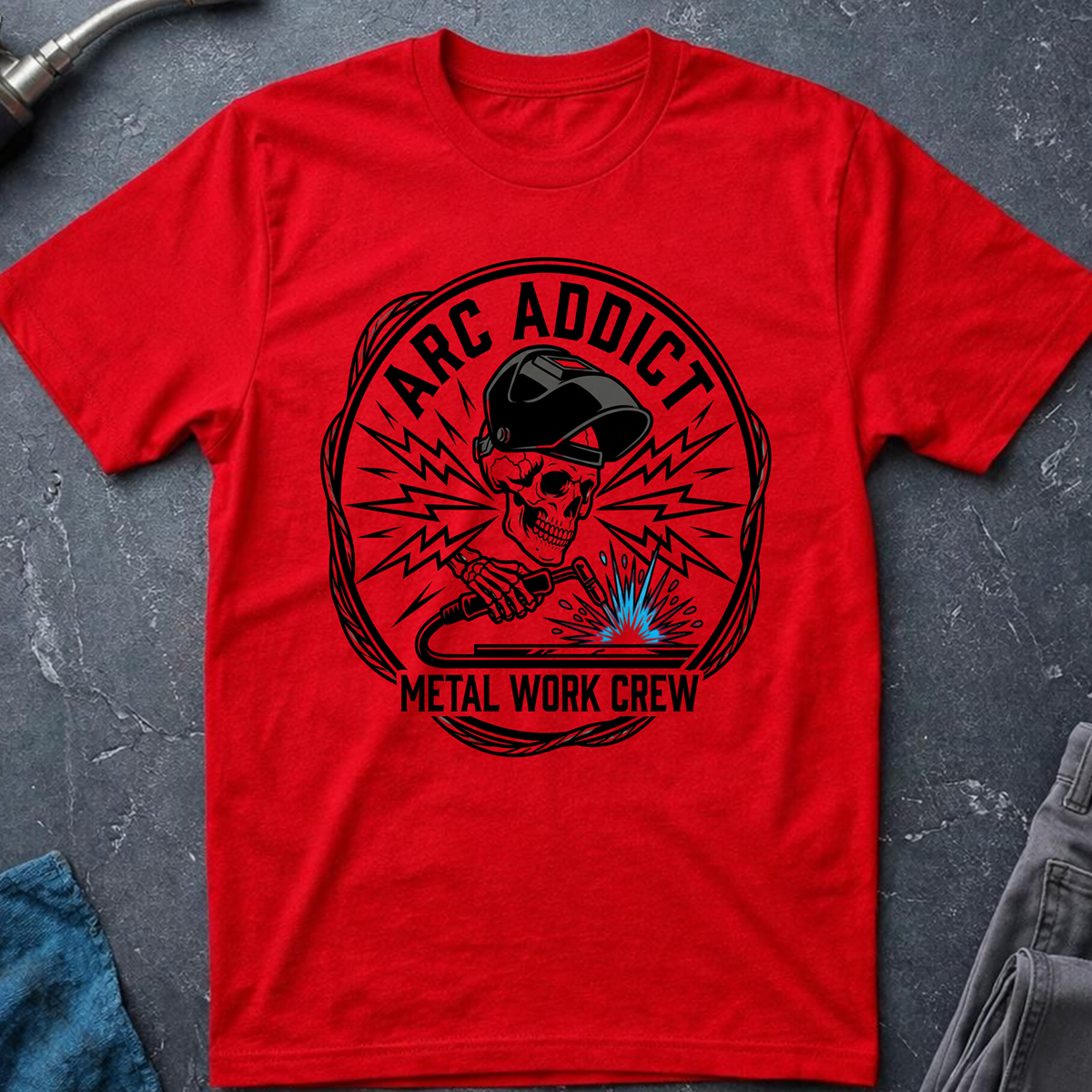 The Dark-Skull Collection: Arc Addict Metal Work Crew T-Shirt