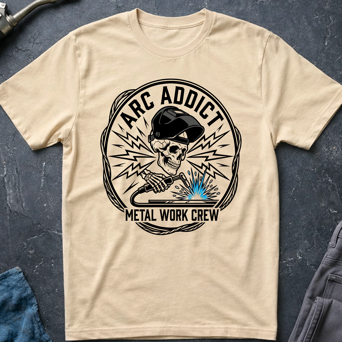 The Dark-Skull Collection: Arc Addict Metal Work Crew T-Shirt