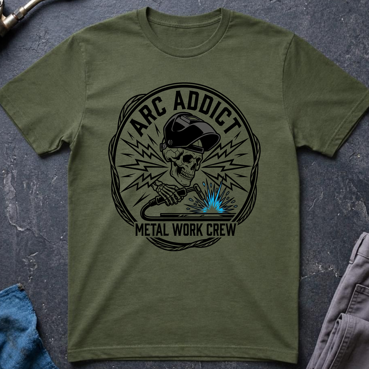 The Dark-Skull Collection: Arc Addict Metal Work Crew T-Shirt