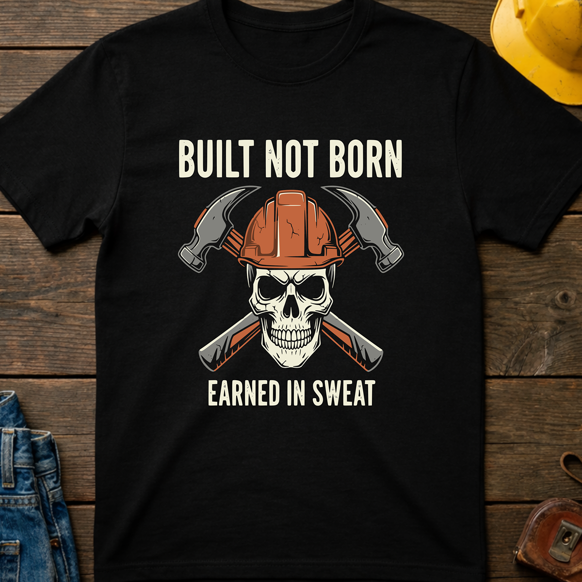 The Dark-Skull Collection: Built not Born Earned in Sweat T-Shirt