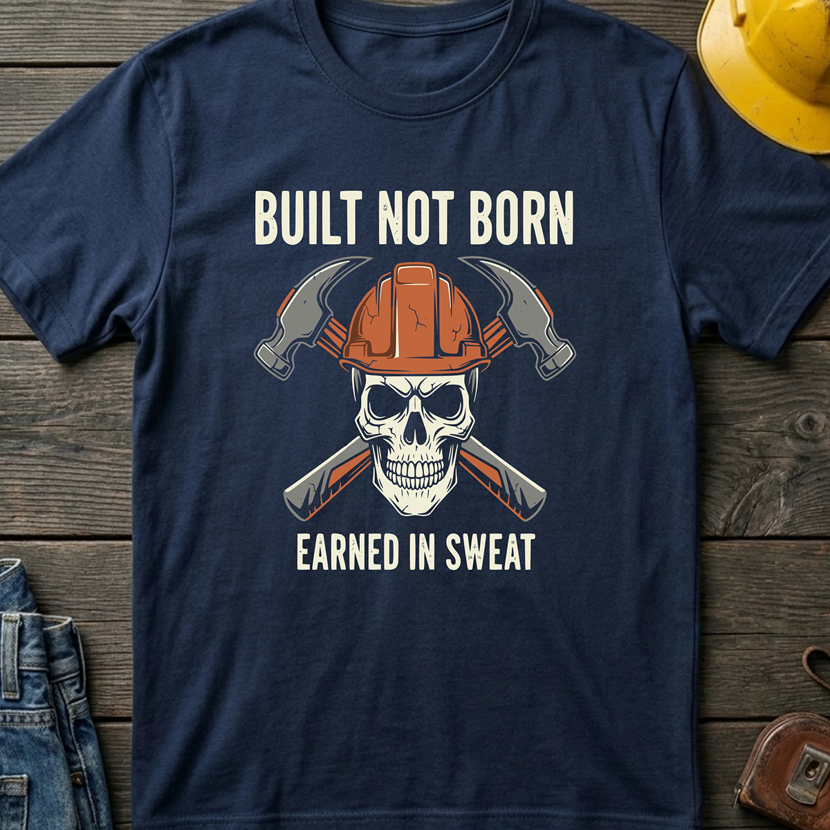 The Dark-Skull Collection: Built not Born Earned in Sweat T-Shirt