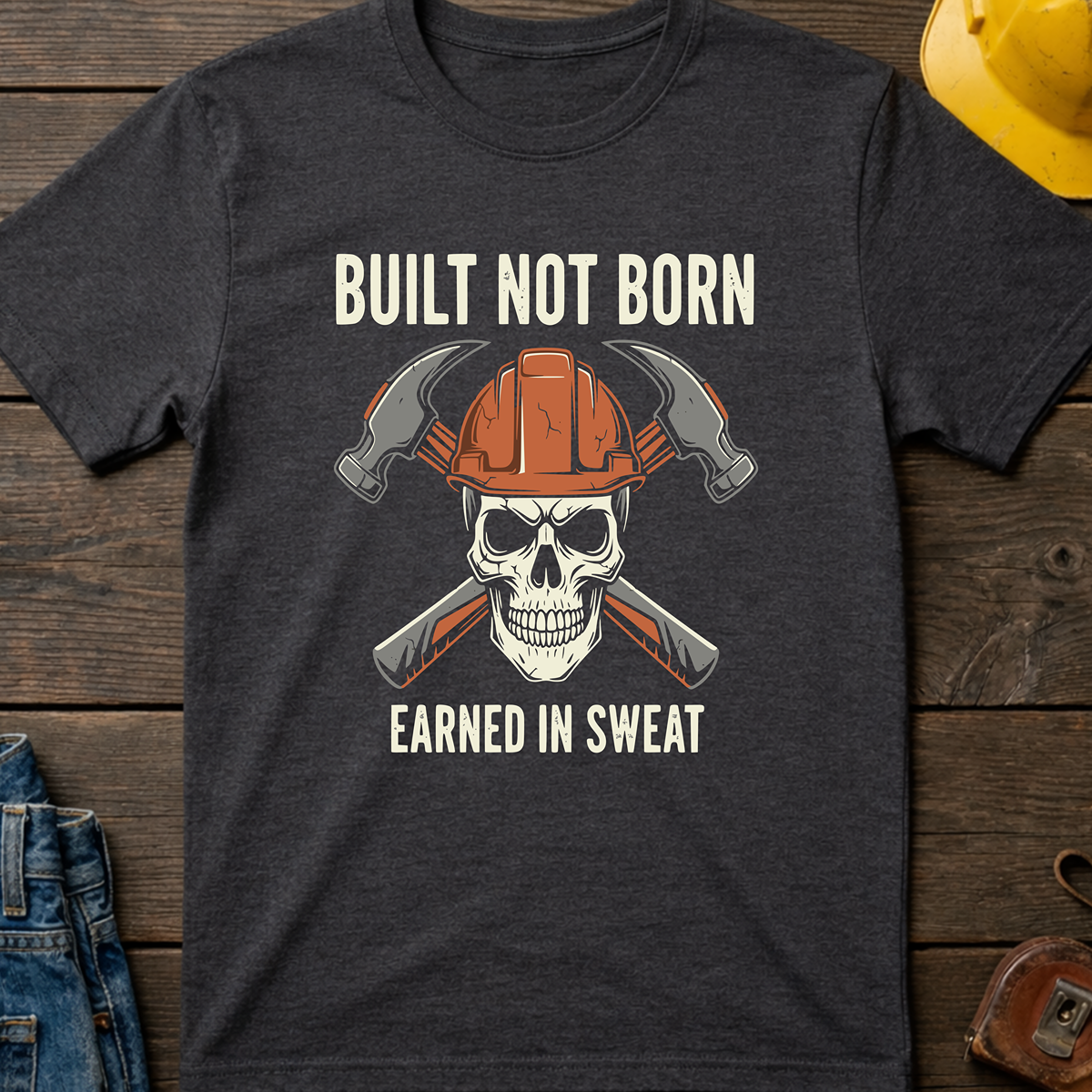 The Dark-Skull Collection: Built not Born Earned in Sweat T-Shirt