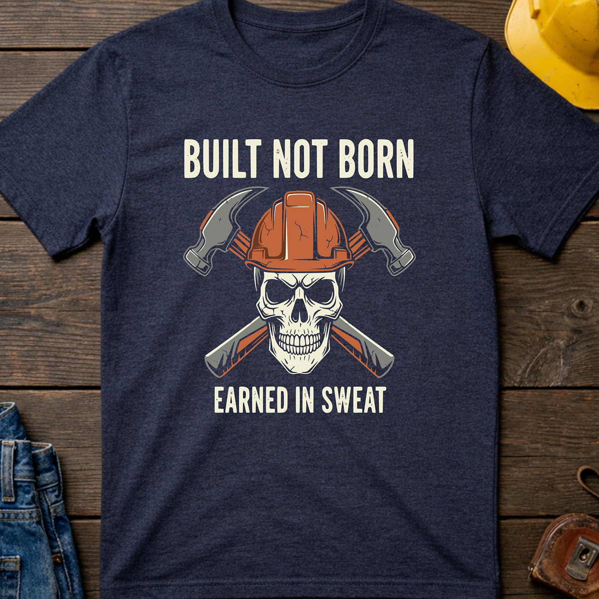 The Dark-Skull Collection: Built not Born Earned in Sweat T-Shirt