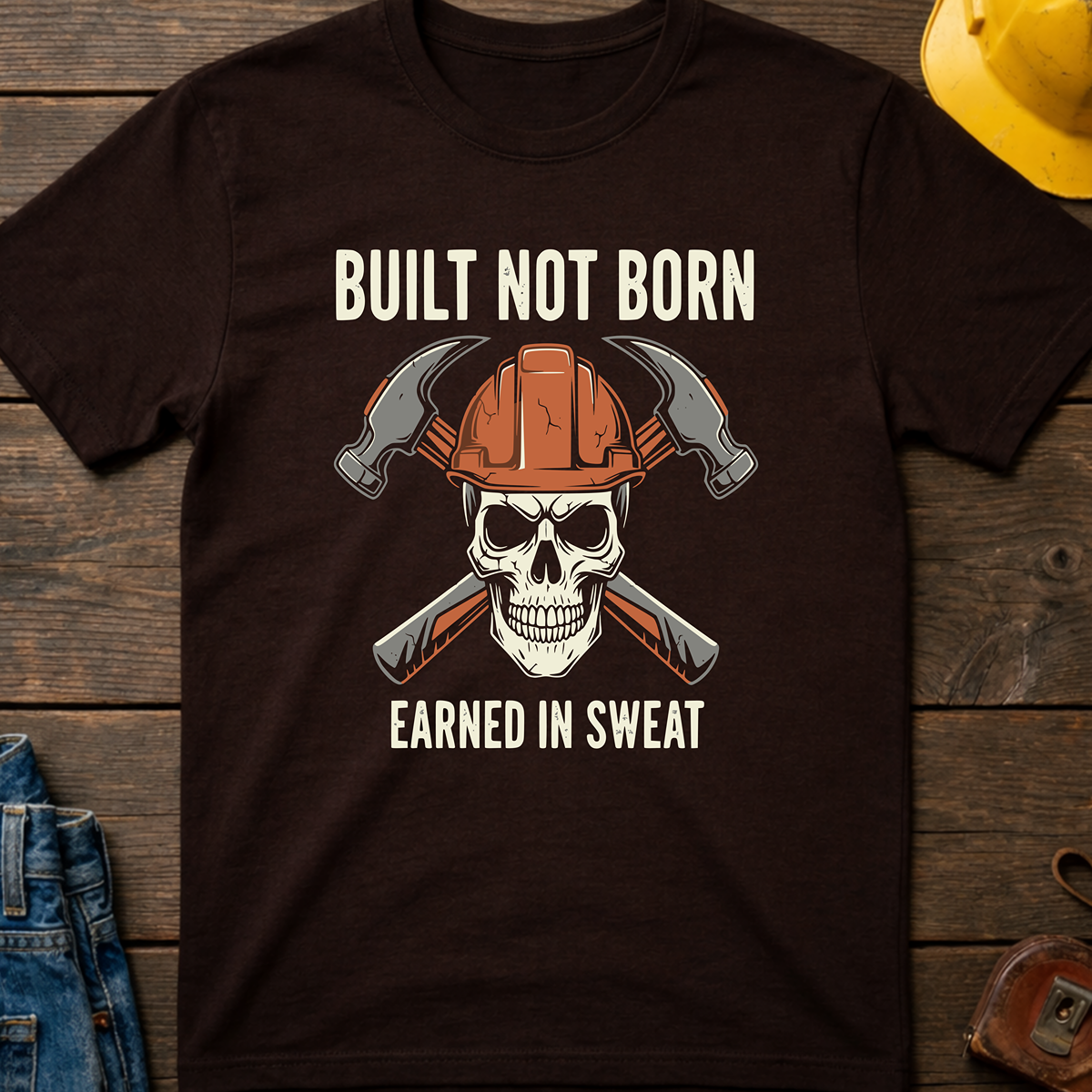 The Dark-Skull Collection: Built not Born Earned in Sweat T-Shirt
