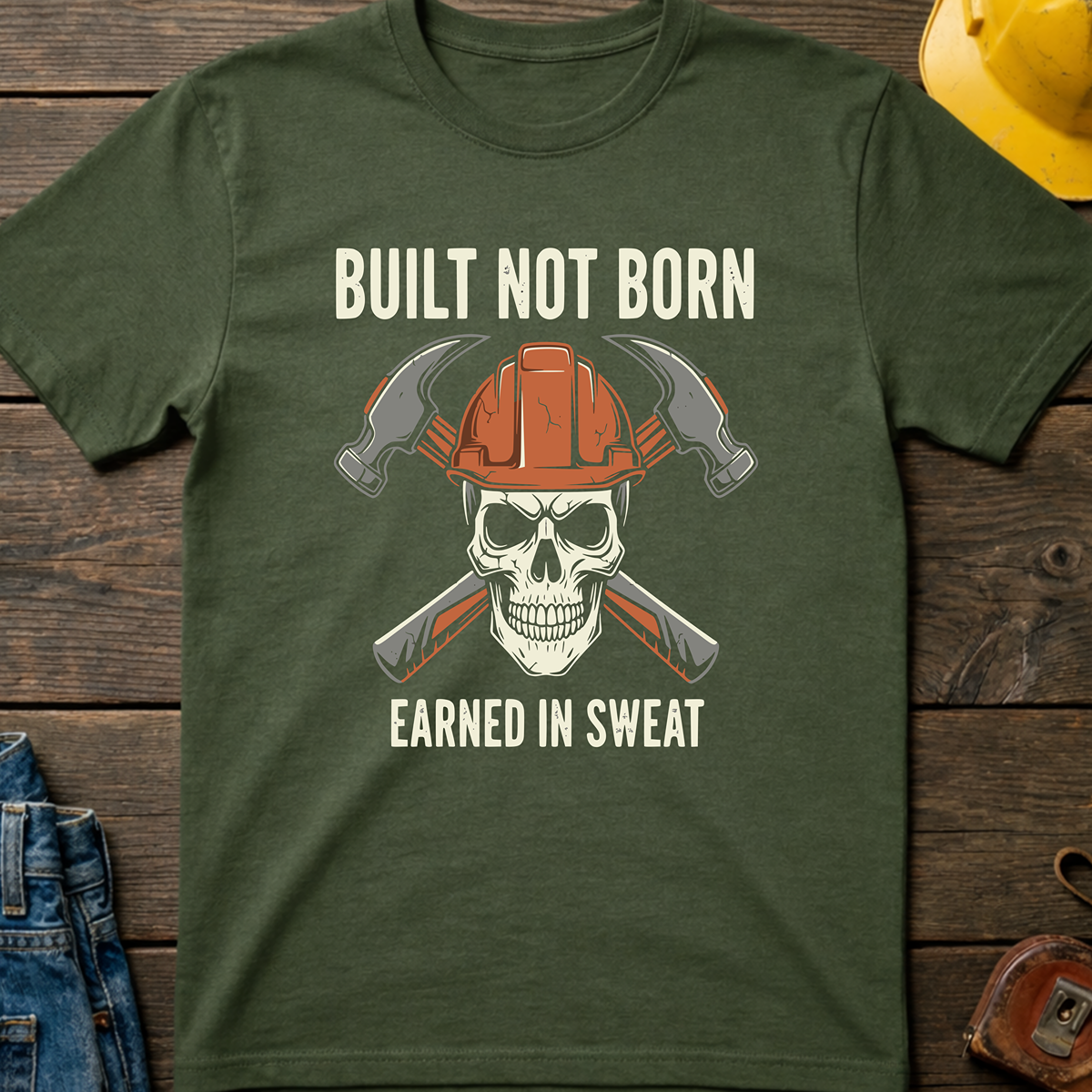 The Dark-Skull Collection: Built not Born Earned in Sweat T-Shirt