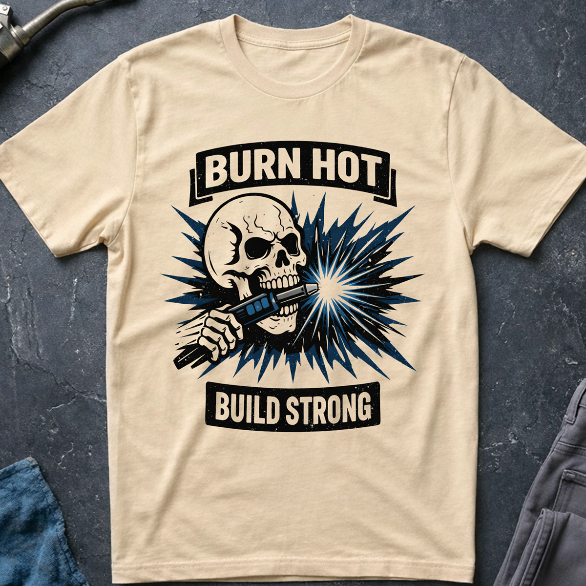 The Dark-Skull Collection: Burn Hot Build Strong T-Shirt