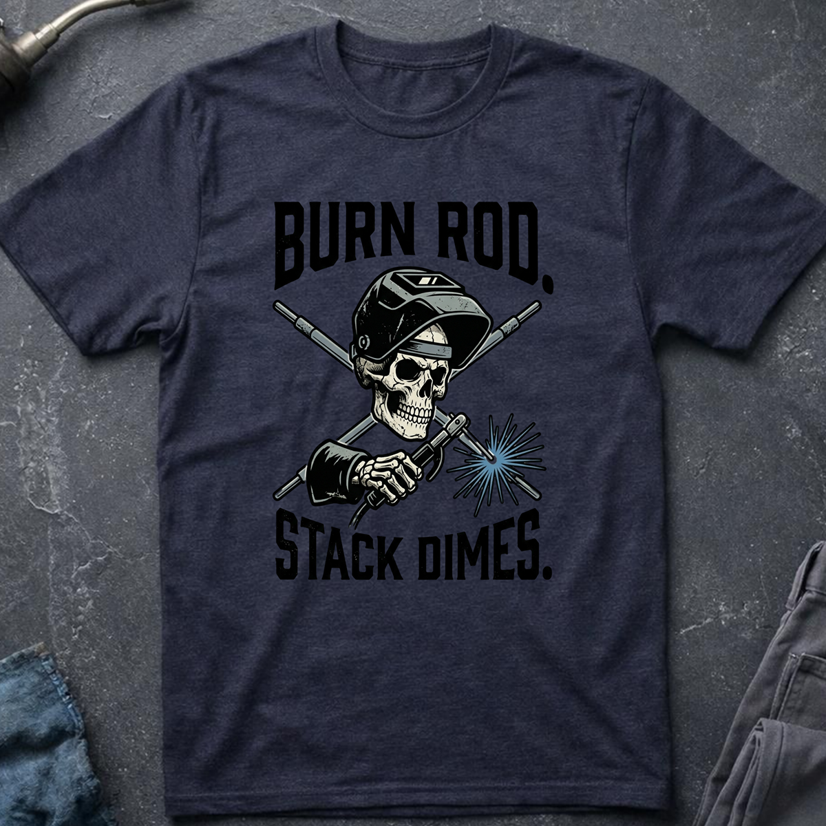 The Dark-Skull Collection: Burn Rod Stack Dimes T-Shirt