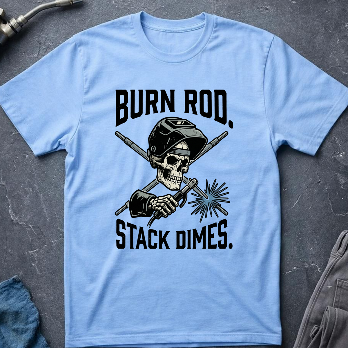 The Dark-Skull Collection: Burn Rod Stack Dimes T-Shirt