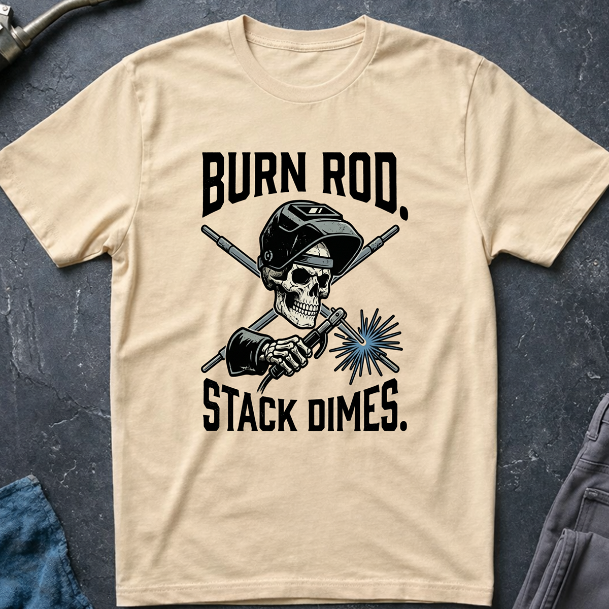 The Dark-Skull Collection: Burn Rod Stack Dimes T-Shirt