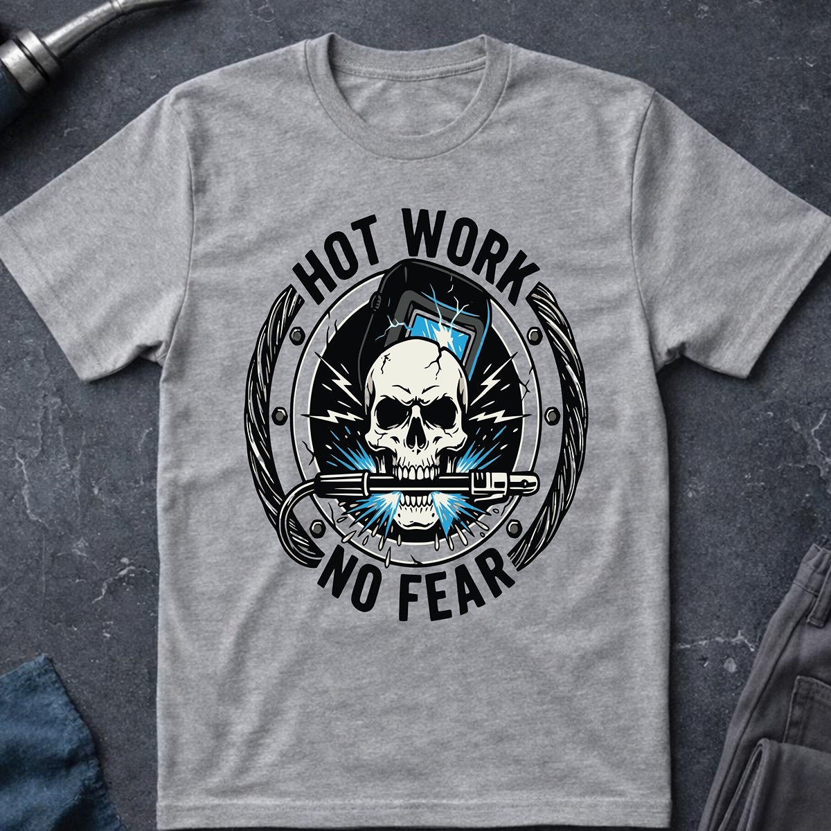 The Dark-Skull Collection: Hot Work No Fear T-Shirt