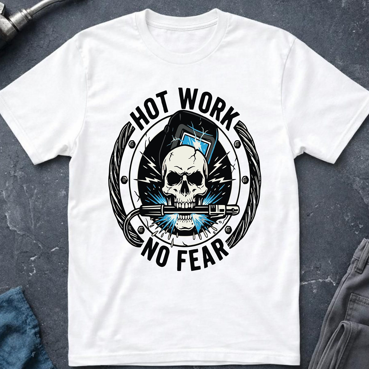The Dark-Skull Collection: Hot Work No Fear T-Shirt