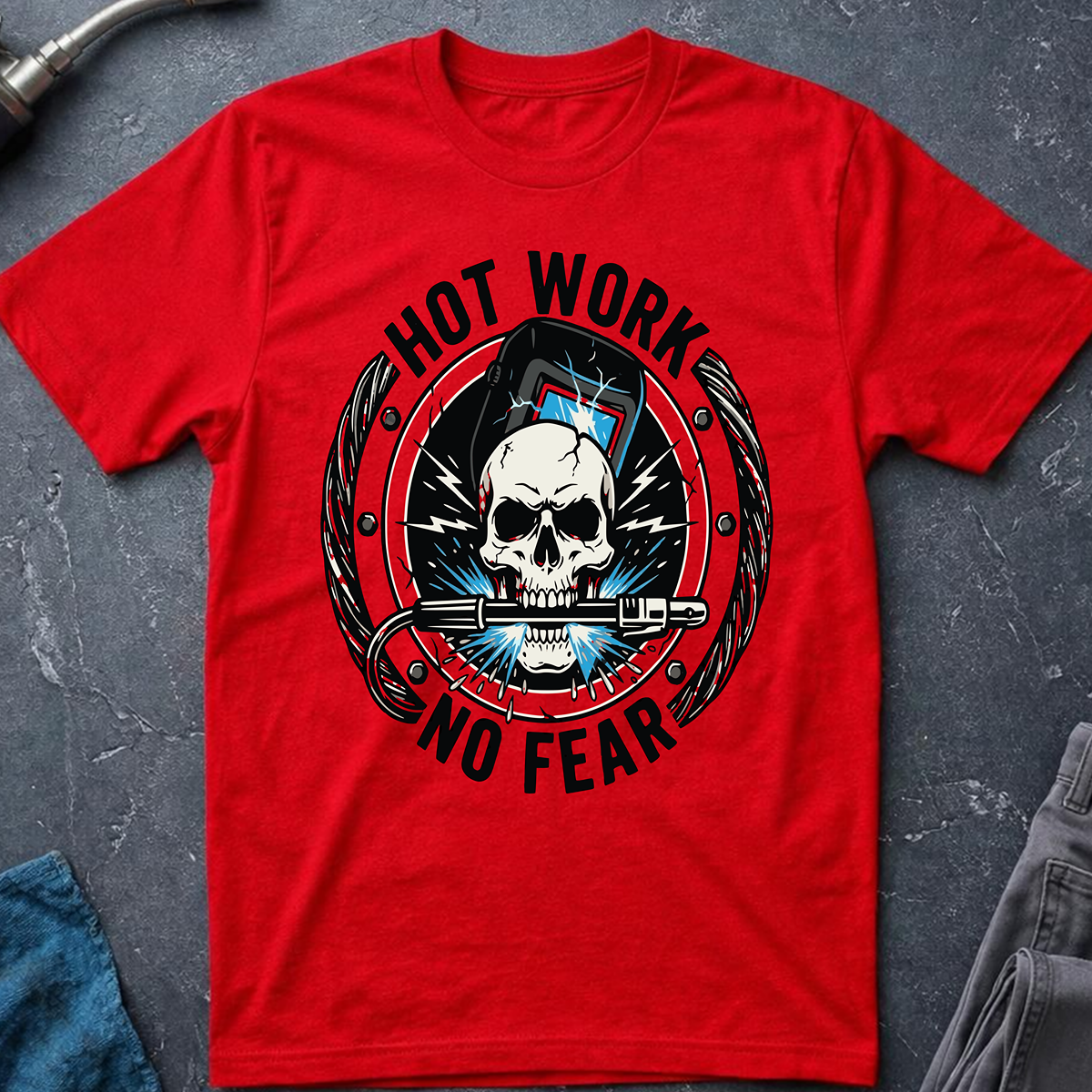 The Dark-Skull Collection: Hot Work No Fear T-Shirt