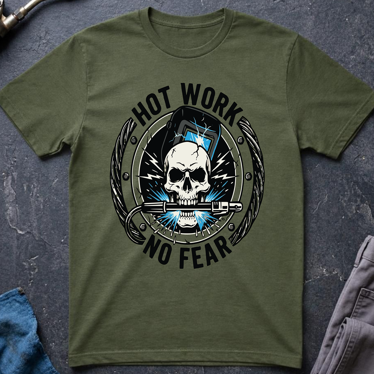 The Dark-Skull Collection: Hot Work No Fear T-Shirt