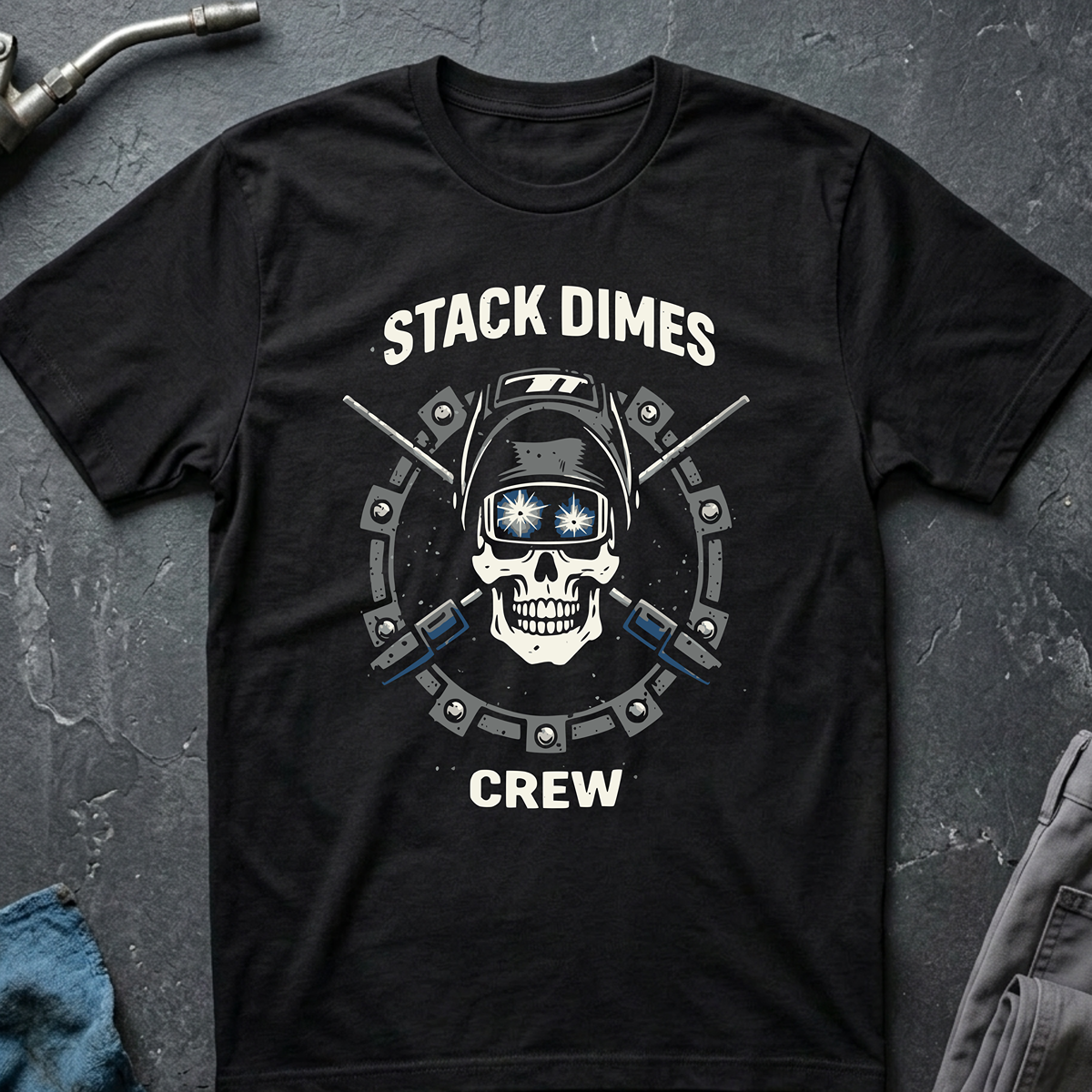 The Dark-Skull Collection: Stack Dimes Crew T-Shirt