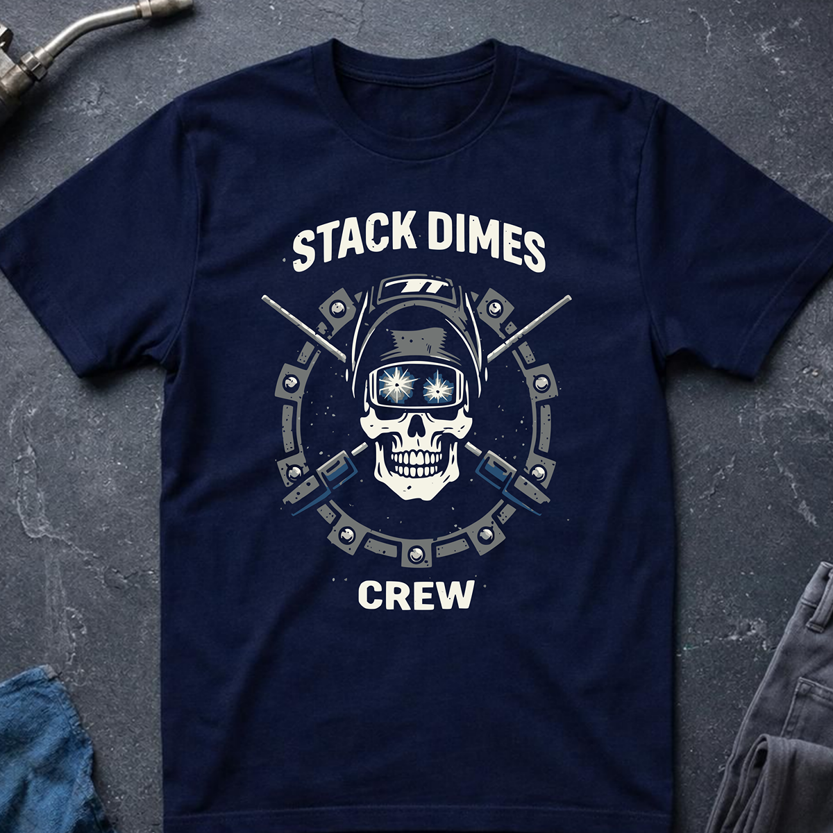 The Dark-Skull Collection: Stack Dimes Crew T-Shirt