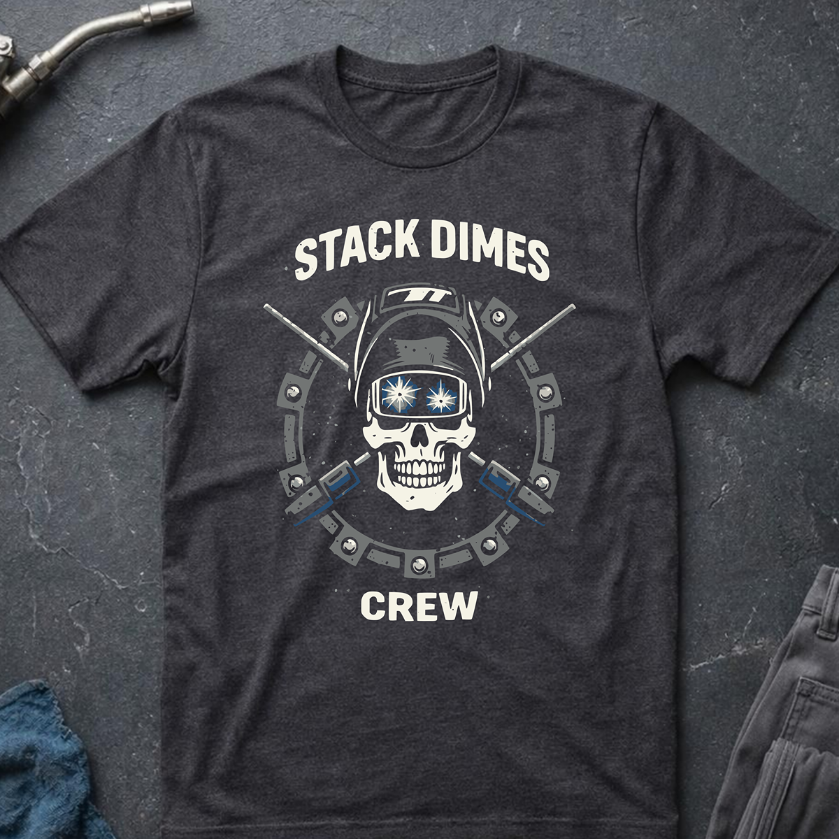 The Dark-Skull Collection: Stack Dimes Crew T-Shirt