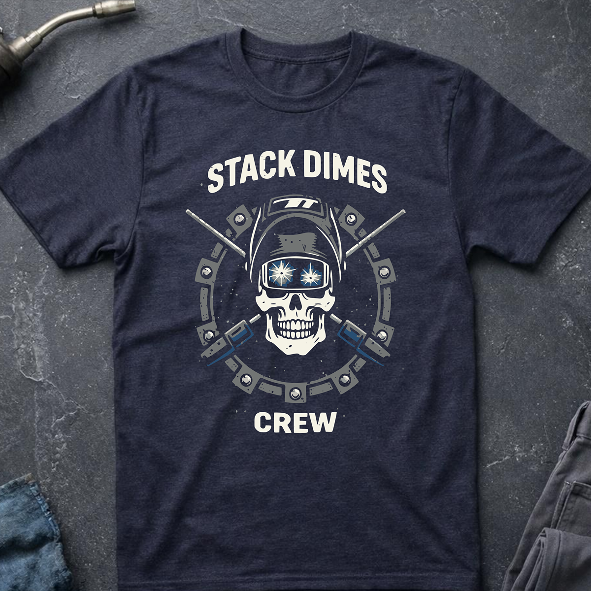The Dark-Skull Collection: Stack Dimes Crew T-Shirt