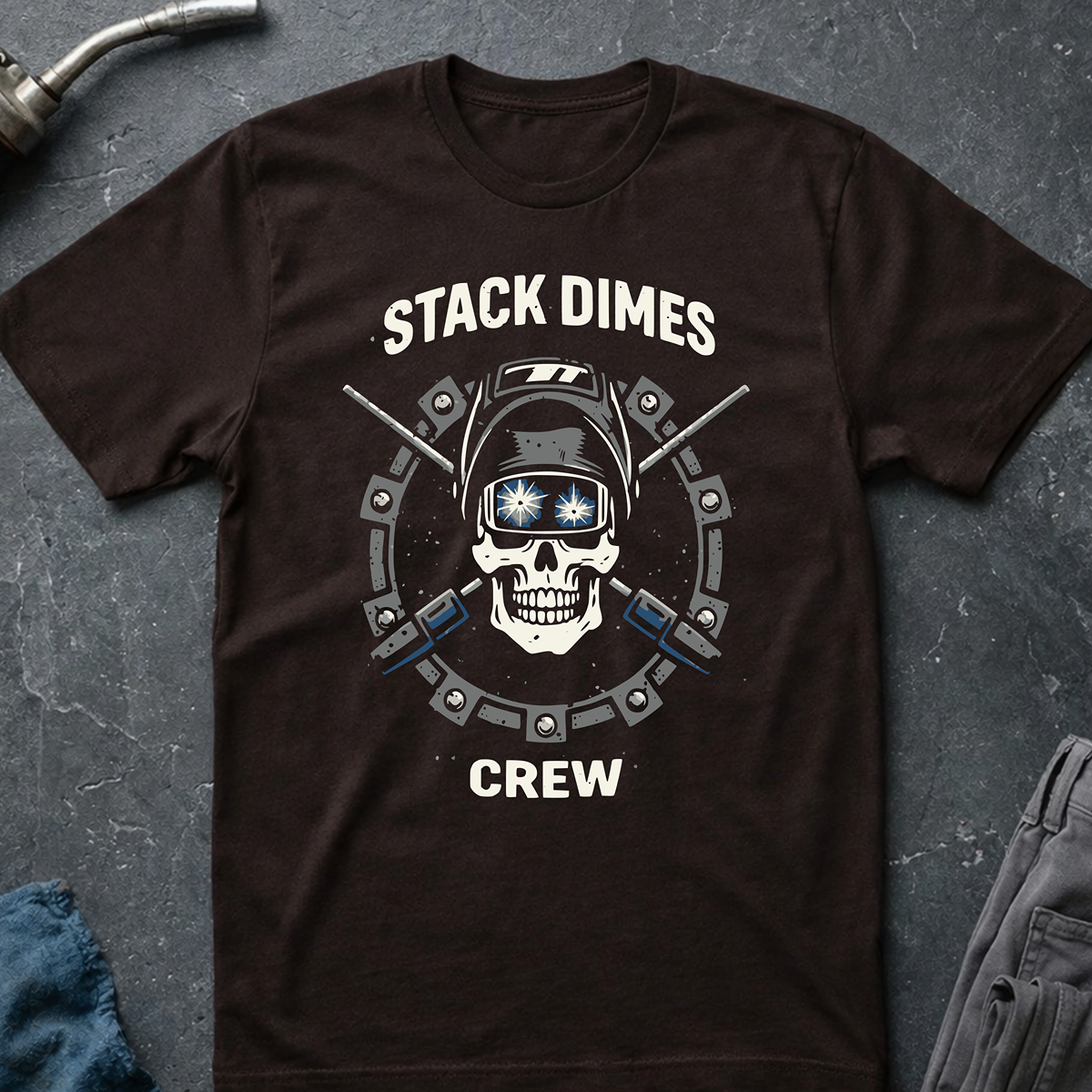 The Dark-Skull Collection: Stack Dimes Crew T-Shirt