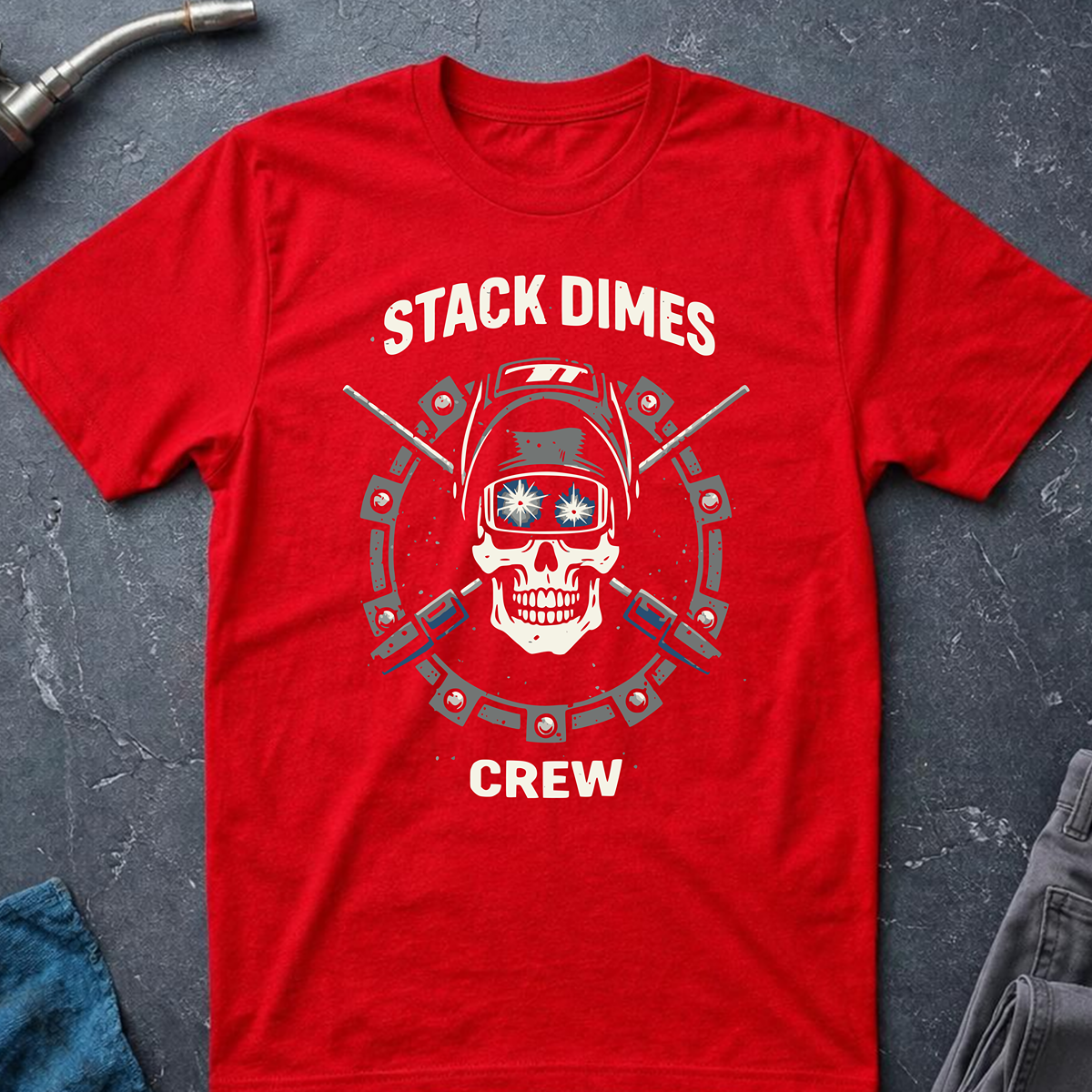 The Dark-Skull Collection: Stack Dimes Crew T-Shirt