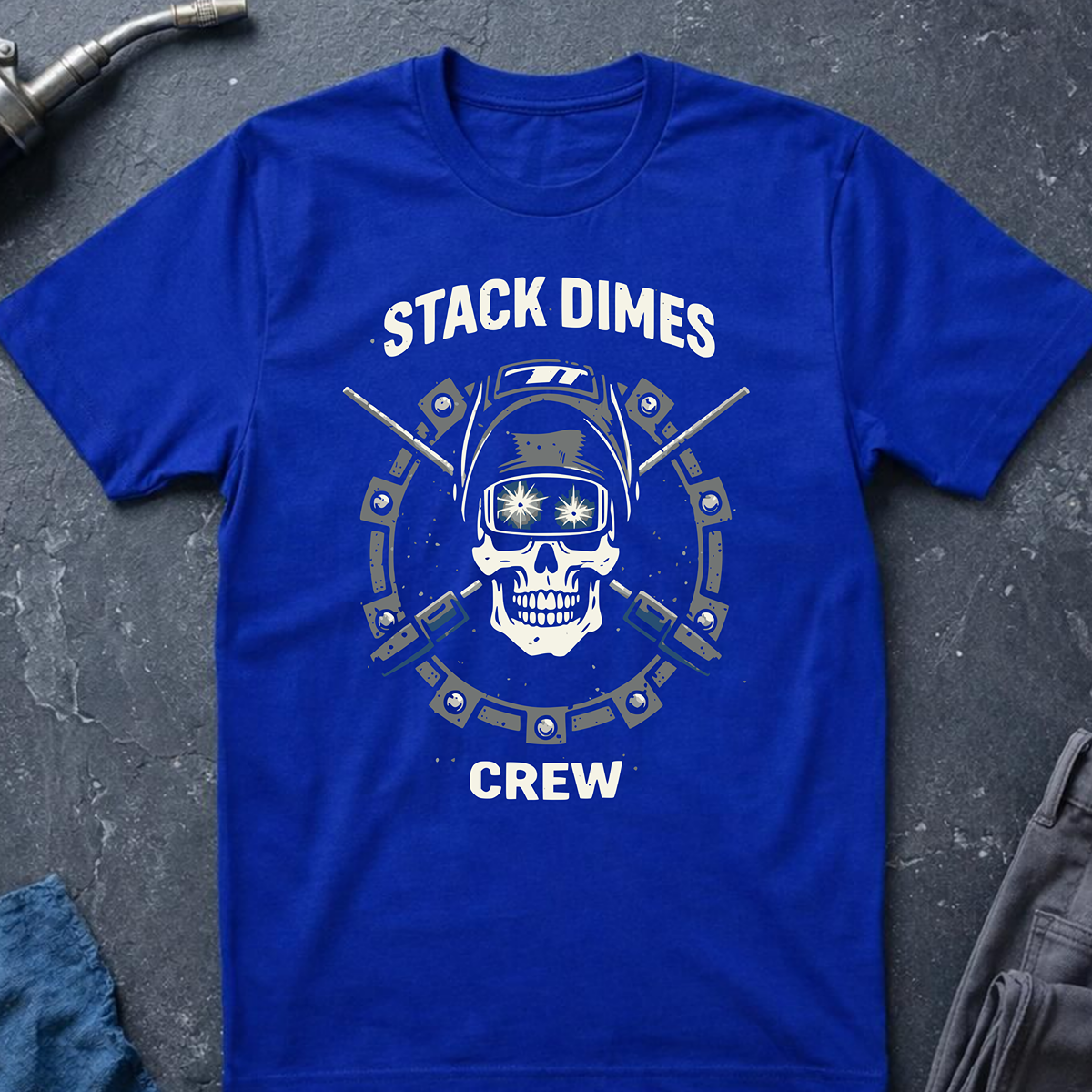The Dark-Skull Collection: Stack Dimes Crew T-Shirt