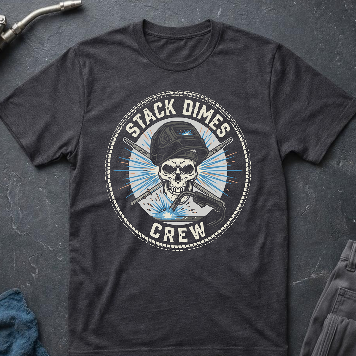 The Dark-Skull Collection: Stack Dimes Crew Ed.2 T-Shirt