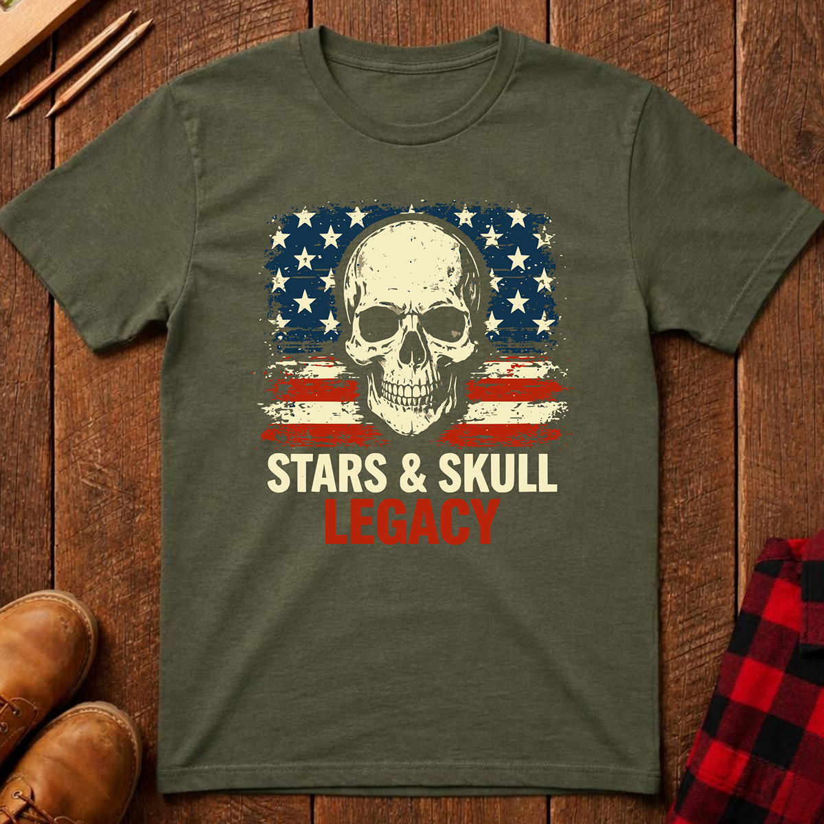 The Red, White, and Blue Patriotic Collection: Stars & Skull Legacy Ed.2 T-Shirt