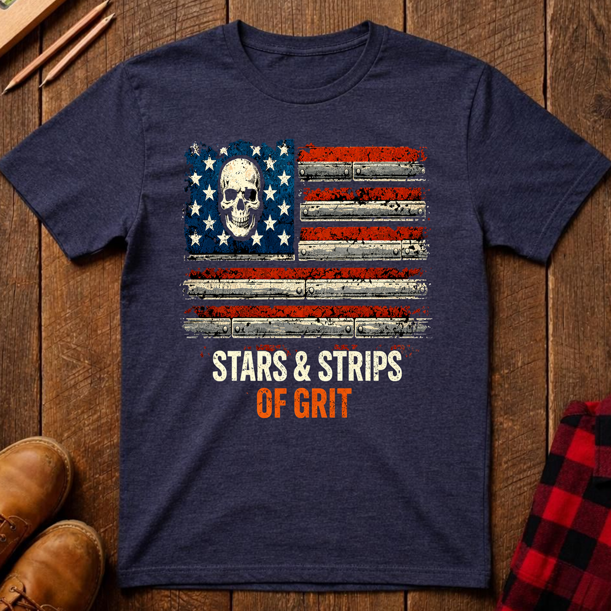 The Red, White, and Blue Patriotic Collection: Stars & Strips Of Grit T-Shirt