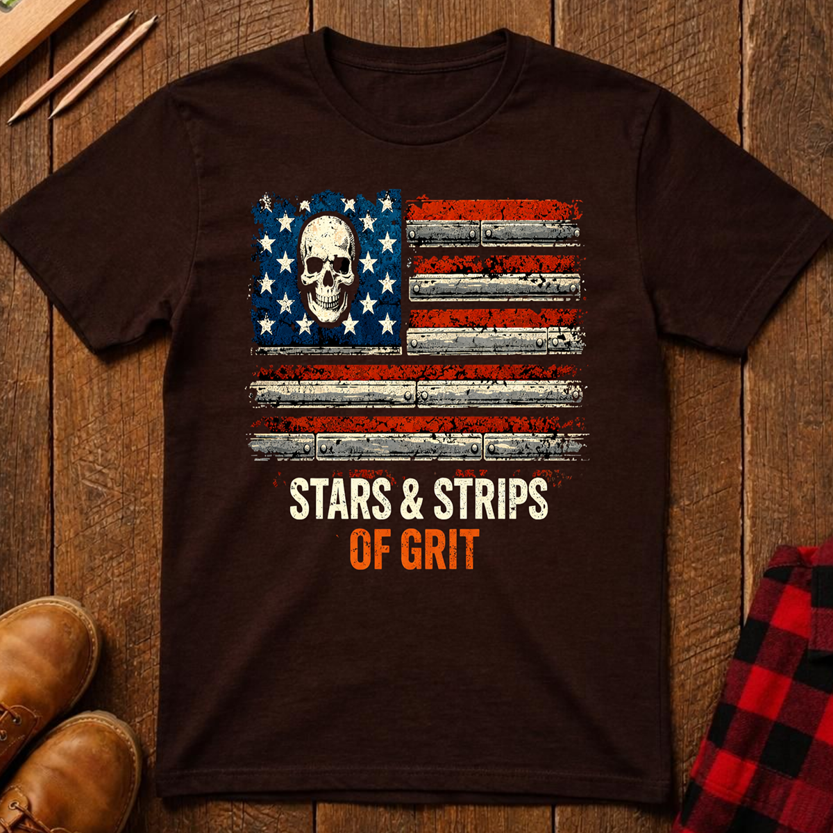 The Red, White, and Blue Patriotic Collection: Stars & Strips Of Grit T-Shirt