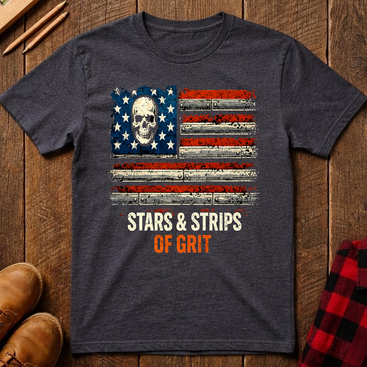 The Red, White, and Blue Patriotic Collection: Stars & Strips Of Grit T-Shirt