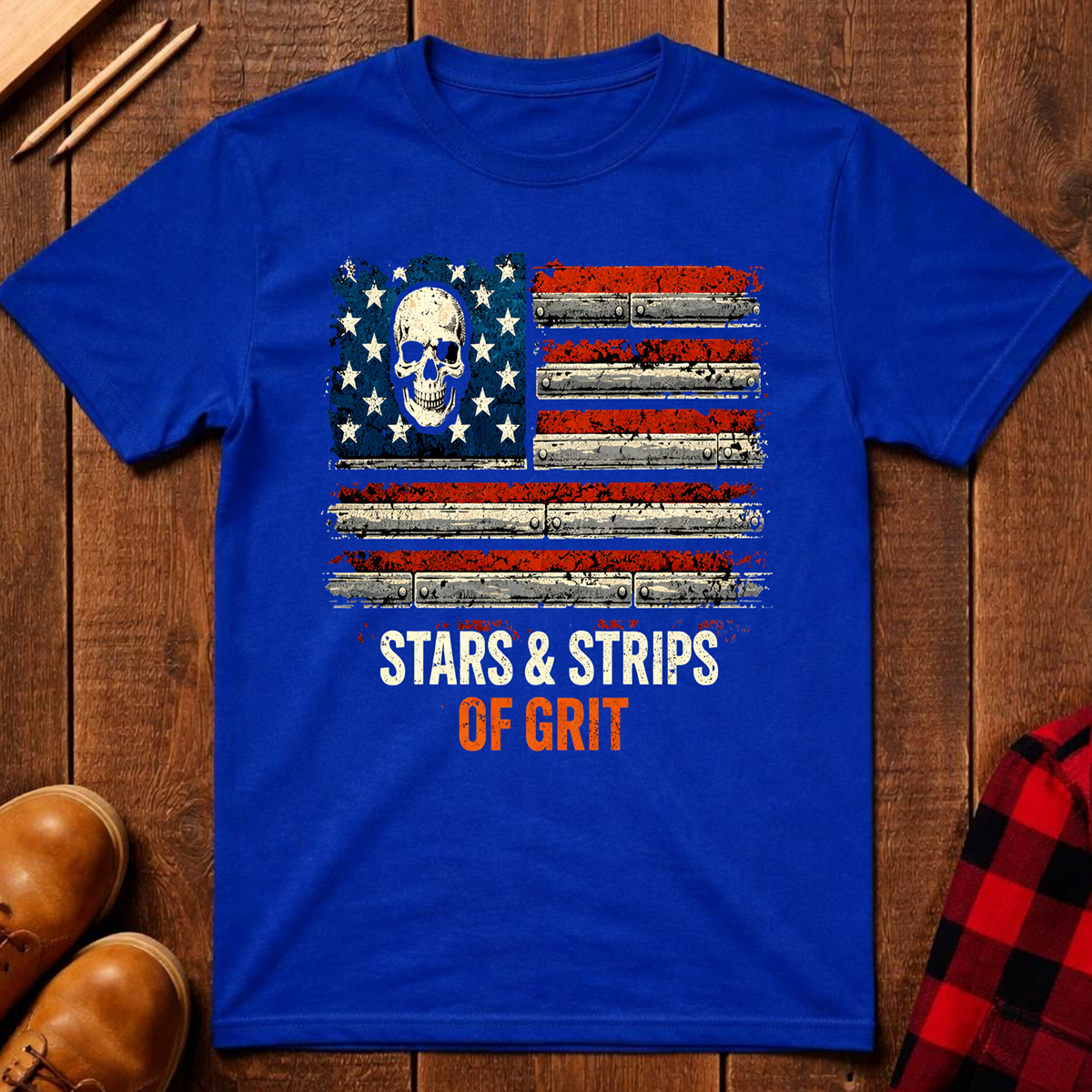 The Red, White, and Blue Patriotic Collection: Stars & Strips Of Grit T-Shirt